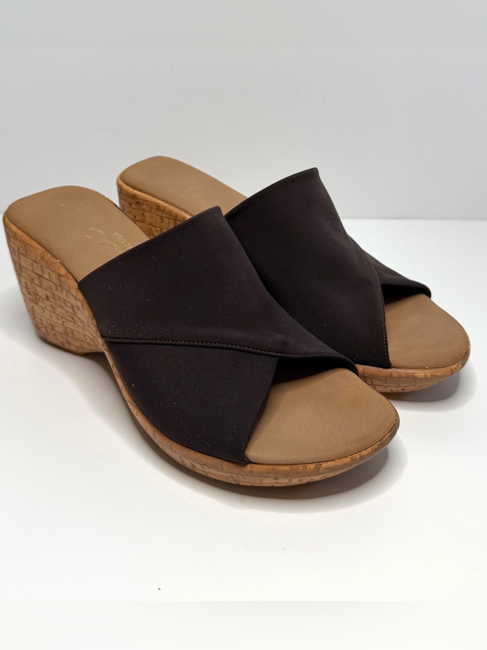 Vintage Y2K Onex Brittany Brown Slip On Cork Wedge Sandals Women's Size 7 M